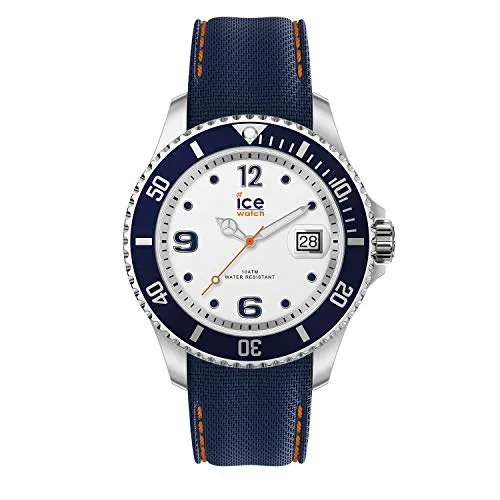 Ice-Watch ICE 016771 Steel White Blue Herrenuhr - Modische Armbanduhr mit 100 m Wasserdichtigkeit, ideal für sportliche Aktivitäten und den Alltag. Aus Edelstahl und Silikon gefertigt, bietet sie Komfort und Stil.