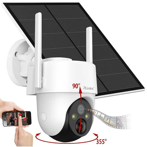 7links 4G LTE Pan-Tilt-Überwachungskamera, Solarpanel, 2K, Akku, App, außen