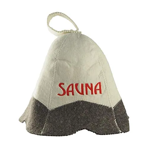 Saunahut mit Stickerei SAUNA aus Filz (Filzkappe, Saunamütze)