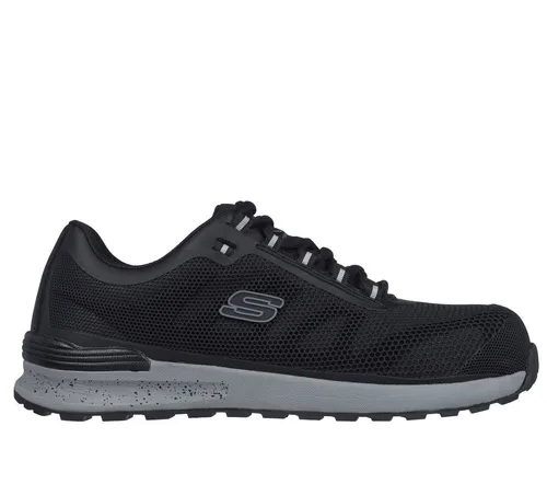 Skechers Herren Bulklin Lyndale Sneaker - Black Textile Synthetic, 45 EU - Herren-Sneaker mit rutschfester Gummi-Außensohle und luftgekühltem Memory-Schaum für höchsten Tragekomfort und optimale Dämpfung.