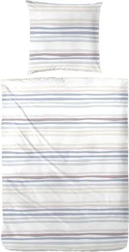 Primera Bettwäsche Perkal Bingo - 2-teilig mit kräftigen Streifen - Bettwäsche-Sets aus 100% Baumwolle, atmungsaktiv und hautfreundlich. Ideal für entspannte Sommernächte, mit Reißverschluss und bis 60° waschbar.