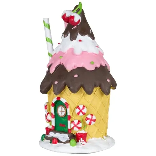 Christmas Paradise Deko Lebkuchenhaus - Bunte Weihnachtsdekoration 20cm - Weihnachtlicher Zierschmuck, handgefertigtes Lebkuchenhaus im Eisbecherdesign, zaubert festliche Stimmung und ist ideal für die Winterzeit.