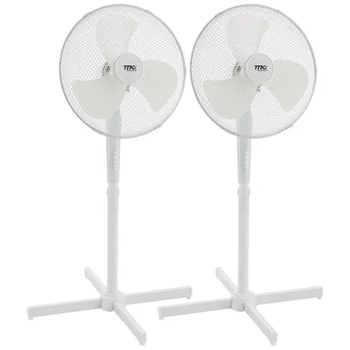2er Set Standventilator - Oszillierender Luftkühler in Weiß - Leise und energieeffiziente Standventilatoren mit 3 Geschwindigkeitsstufen, verstellbarer Höhe und 40 cm Durchmesser. Ideal für jeden Raum, von Wohnzimmer bis Badezimmer.