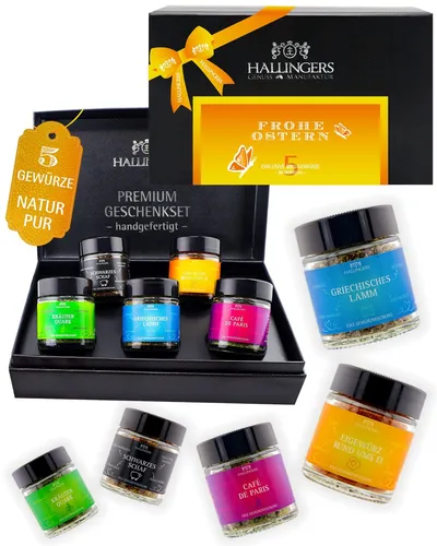 Hallingers Frohe Ostern Ostergeschenke für Osterkörbchen zu Ostern, 5 Gewürze Os