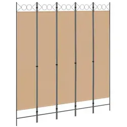 5-teiliger Raumteiler Beige 200 x 220 cm von vidaXL - Der stilvolle Raumteiler schafft Privatsphäre und setzt moderne Akzente in jedem Raum. Mit seiner flexiblen, faltbaren Bauweise ist er ideal für vielseitige Nutzung und einfache Lagerung.
