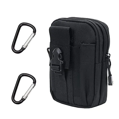 stück Outdoor-Gürteltasche mit 2 Karabinern aus Aluminiumlegierung, Multifunktions-Zubehörtasche, tragbare wasserdichte Gürteltasche, Handytasche, geeignet zum Radfahren und Wandern (schwarz) 1