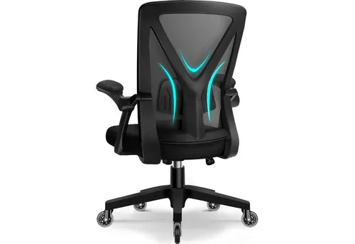 Adormii Bürostuhl Bürostuhl mit klappbaren Armlehnen,Ergonomischer Bürostuhl (Drehstuhl 360° mit Höhenverstellbarer Lendenwirbelstütze,Verstellbarer gepolsterten Armlehnen,Wippfunktion bis 125°,geräuscharmen Rollen,Höhenverstellbar), Atmungsaktiver Netzbezug, Hochwertiger Schaumstoff,Bis 150 kg