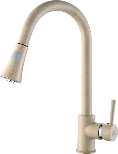 Freistehender Spültischhahn mit Ausziehbrause DARU in Beige