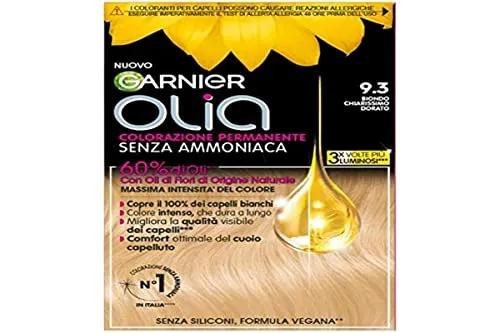 Garnier Olia Haarfarbe, permanente Färbung ohne Ammoniak, Blütenöle natürlichen Ursprungs, vegane Formel, sehr helles Goldblond
