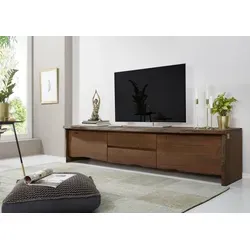 Massivmoebel24 TV-Board Akazie 220x45x50 - Stilvolles Lowboard aus braun lackierter Akazie, bietet viel Stauraum und verleiht Ihrem Wohnzimmer eine warme Atmosphäre.