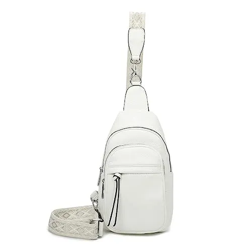 OBC Damen Bodybag Sling Tasche Rucksack Gürteltasche Crossbag Crossover Schultertasche Crossbody Brusttasche Umhängetasche Weiß