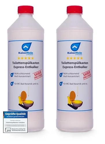 KaiserRein Toilettenspülkasten Express-Entkalker 2x 1L - Extra starker Kalklöser für Kalkablagerungen in WC, Spülkästen und Keramik, Entkalker, Spülkasten Reiniger