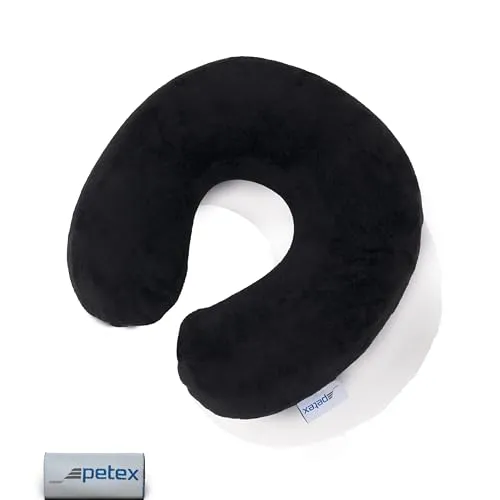 PETEX 44490004 Nackenrolle, Velours, 29 x 28 cm, schwarz