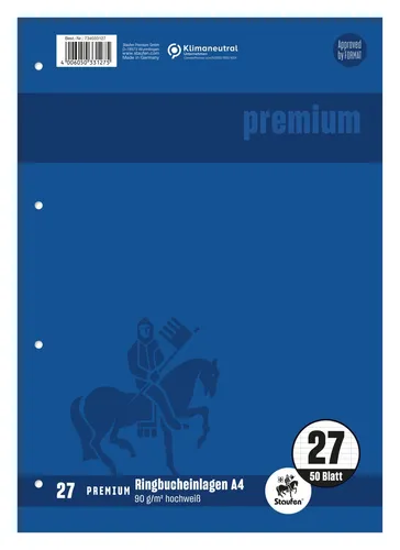 Ringbucheinlage A4 50BL Lin.27 weiß, 2 St.