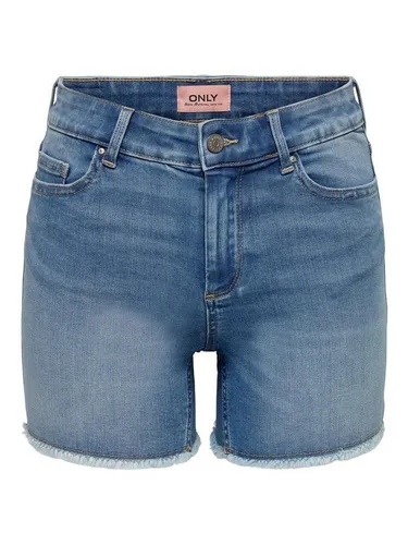 ONLY Onlblush Mid Sk DNM Shorts Noos - Damen-Shorts mit perfekter Passform und mittlerer Taille für optimalen Komfort. Praktisches Design mit Knopfleiste und Reißverschluss sowie Gürtelschlaufen für individuelles Styling. Nachhaltige Jeansshorts für umweltbewusste Fashionistas.