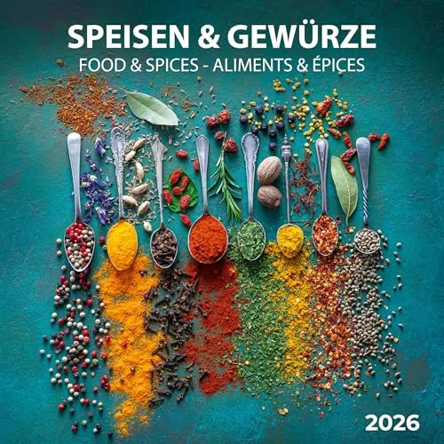 Speisen und Gewürze 2026: Kalender mit Kunstwerken von Tushita PaperArt GmbH