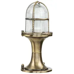 Licht-Erlebnisse Sockelleuchte außen Messing H:25cm - Maritime Sockelleuchte aus massivem Messing, ideal für Garten und Terrasse. IP54 Schutz gegen Spritzwasser, handgefertigt für höchste Qualität.