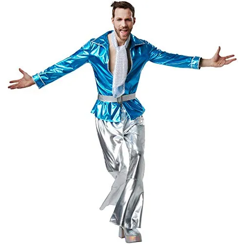 tectake® Herrenkostüm Disco Master - Kostüm für Männer, inspiriert von den schillernden Looks der 70er Jahre, perfekt für Karneval und Mottopartys, sorgt für einen unvergesslichen Auftritt!