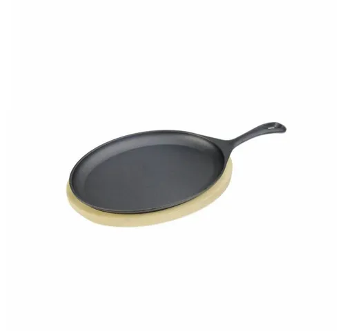 PROREGAL® Grillpfanne Gusseiserne Grillpfanne inkl. Tablett 25 x 18 cm