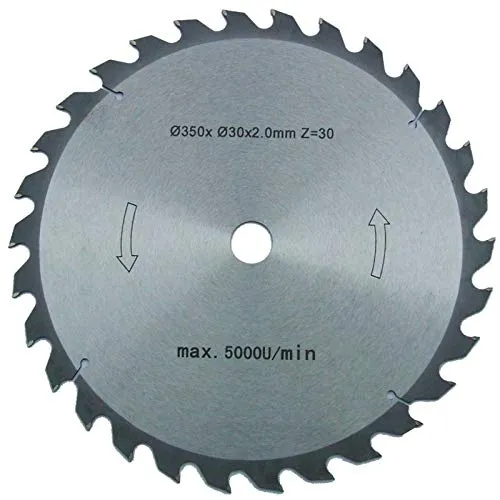 Hartmetall HM Kreissägeblatt 350x30 Z30 für Tischkreissägen, Handkreissägen, Gehrungssägen und Wippkreissägen. Grobschnittsägeblatt für den Längs- und Querschnitt in der Holzverarbeitung und Brennholzverarbeitung