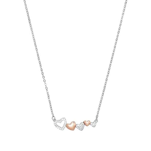 Amor Kette mit Anhänger 925 Sterling Silber - Elegante Damenkette aus 925 Sterling Silber, verziert mit funkelnden Zirkonia. Individuell verstellbar von 42 bis 45 cm, ideal für besondere Anlässe. Kommt in einer Geschenkbox.