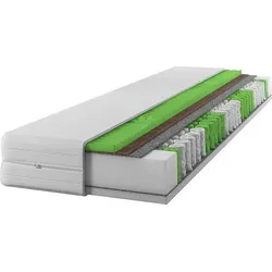 IZER Matratze 80x190 | 7 Zonen | Taschenfederkern |KOKOS | Massageschaum | Versteppter Bezug | Federkernmatratze