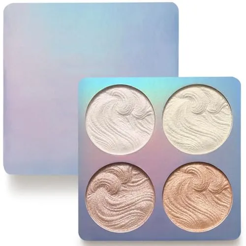 Shimmer Highlighter Powder Palette, Highlighter-Palette, Puderpalette, wasserfest, langanhaltend, glänzend, hellt die Hautfarbe auf, Gesichtskonturpuder