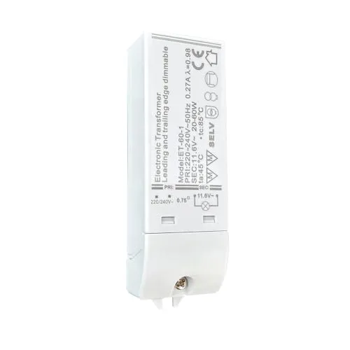 Produktbild Tibelec 203230 Elektronischer Transformator, für Halogenlampen, 12 V, 60 W maximal