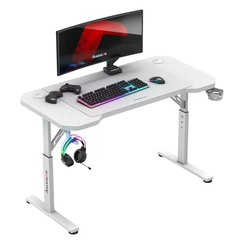 Huzaro Hero 2.6 Gaming Tisch Schreibtisch - Computertisch mit höhenverstellbarer Platte (3 Höhen) und inklusive Mauspad, ideal für ein ergonomisches und aufgeräumtes Gaming-Erlebnis.