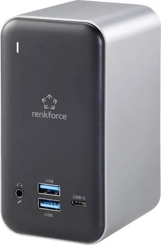 Renkforce USB-C Dockingstation RF-DKS-650 - Universal Dockingstation für bis zu 4 Monitore, 15 Anschlüsse für optimiertes Kabelmanagement und praktische Ladefunktion für Smartphones.