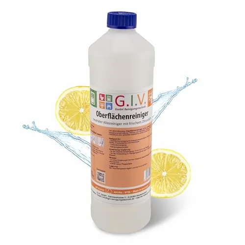 G.I.V. - Reinigungstechnik 1L Oberflächenreiniger - neutraler Allesreiniger mit Zitrusduft - Universalreiniger Oberflächen - Grundreiniger für wasserunempfindliche Flächen Tische, Schränke & Fußböden
