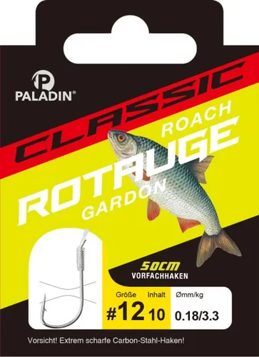 Paladin Rotaugenhaken gebunden Größe 14 - 50 cm 10 Stück nickel Angelhaken