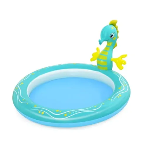 Bestway Planschbecken Splashy Seahorse - Aufstellpools mit geräumigen Maßen von 188 x 160 x 86 cm für maximalen Badespaß und fröhlichem Seepferdchen-Design.