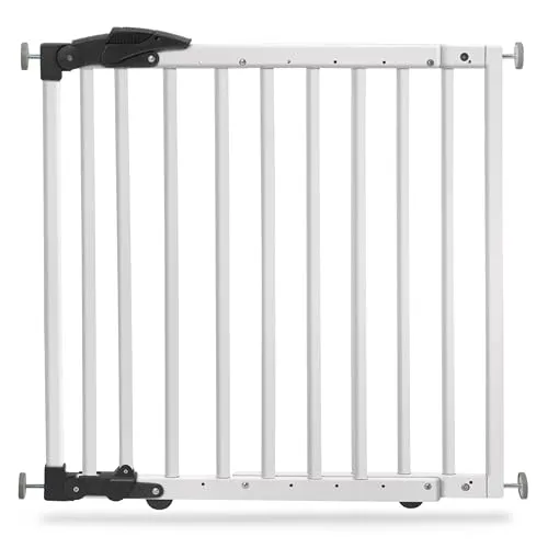 Geuther 2714 Schwenkbares Türschutzgitter - Kindersicherungen: Sicherer Durchgang mit 2-Aktionen-Sicherheitsverschluss und stufenlos einstellbar für 68-102 cm Breite, ideal für Familien mit Kleinkindern.