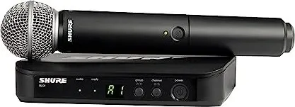 Shure BLX24E/SM58-M17 Funkmikrofonsystem - Technik, kabelloses Mikrofon mit bis zu 100 Meter Reichweite für klare Sprach- und Gesangsübertragung, ideal für Bühnen und Veranstaltungen.