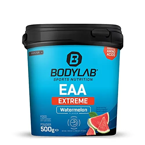 Bodylab24 EAA Extreme 500g - Essentielle Aminosäuren für Muskelaufbau - Verzweigtkettige Aminosäuren (BCAA) mit 1,5g Glutamin und Vitaminen B6 und B3 für optimale Regeneration und Unterstützung beim Muskelaufbau.