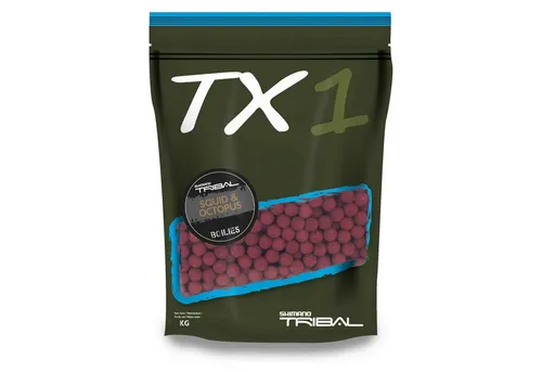 SHIMANO Bouillettes TX1 Boillie Squid&Octopus 15mm - 5kg - Naturköder für Angler, mit unwiderstehlichem Squid- und Octopus-Aroma für erfolgreiche Fischfang-Erlebnisse.