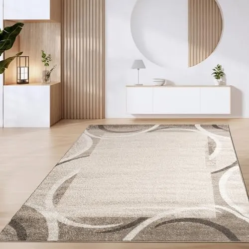 Produktbild Paco Home Teppich Wohnzimmer Kurzflor Vintage Geometrische Moderne Muster Braun Beige, Grösse:80x150 cm, Farbe:Braun 6