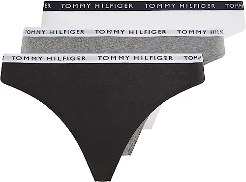 Tommy Hilfiger Damen Strings Tangas, Mehrfarbig (Medium Grey Heather/White/Black), M