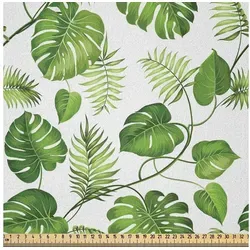 Abakuhaus Stoff DIY Bastler Stoff für Dekorationszwecke, Blatt Strudel Palm Bananenstauden 230 cm x 200 cm