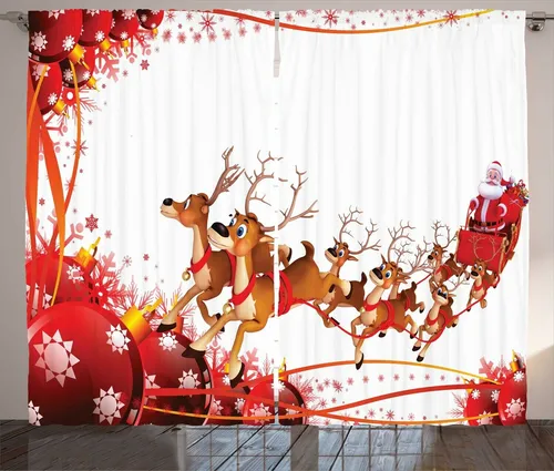 Gardine Weihnachtskugeln und Rentiere, 280cm x 175cm von Abakuhaus