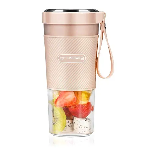 grossag Akku Smoothie Mixer to-go MX 10.02 Rosa mit USB für 0,3 Liter