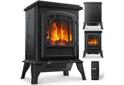 KESSER® Elektrokamin mit Heizlüfter 2000W - Dekokamin mit täuschend echtem Flammeneffekt, 2000W Leistung für optimale Wärme und geräuscharmem Betrieb. Perfekt für eine romantische Atmosphäre in Ihrem Zuhause.
