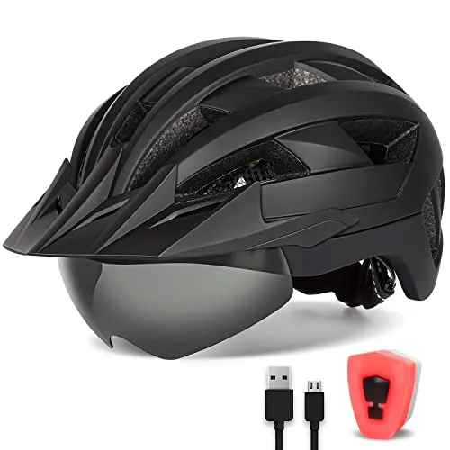FUNWICT Fahrradhelm mit Visier und LED-Rücklicht