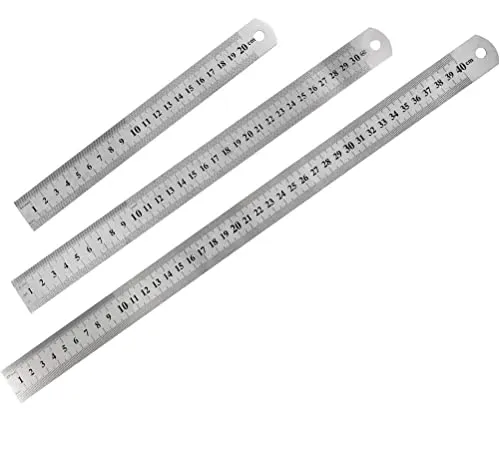 BOBOZHONG Edelstahl-Lineale 3 Stück, Metalllineal mit Doppelseiten Skala Kante, Präzisions Stahlmaßstab, Messwerkzeug, 15cm, 20cm, 30cm für Engineering, LEHRE