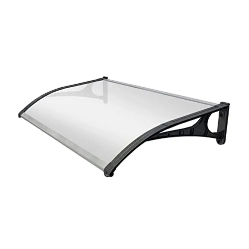 Vordach für den Außenbereich 120 x 80 cm - Robuste Polycarbonat-Abdeckung - Sonnenschutz mit 2,7 mm starkem Polycarbonat und anthrazitfarbenen Aluminiumhalterungen, ideal zum Schutz von Türen und Fenstern vor Wettereinflüssen.