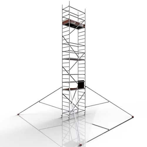 ALTEC Rollfix® 2.0 800 - Modulares Arbeitsgerüst - Gerüst für Innen- und Außenbereich mit 8m Arbeitshöhe, TÜV-zertifiziert und belastbar bis 200kg/m². Robuste Alu-Konstruktion mit bremsbaren Lenkrollen für optimale Sicherheit.