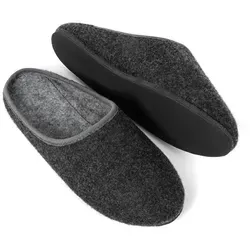 Filz Pantoletten Warme Leichte Pantoffeln Hausschuhe für Damen Herren Filzpantoffeln 42 mit rutschfester Sohle - Dunkelgrau - 42