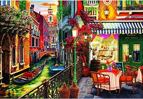 ANATOLISCHES Puzzle Kaffee in Venedig 2000 Teile - Klassisches Puzzle mit 2000 Teilen, beeindruckendes Motiv von Venedig, inklusive praktischem Ständer und Service für fehlende Teile.