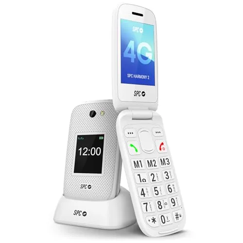 SPC Harmony 2-4G Seniorenhandy - Seniorenhandy mit großen Tasten, 4G und zwei kratzfesten Displays für einfache Nutzung. Mit Notruf-Taste und 104dB Lautstärke, perfekt für Sicherheit und Kommunikation.